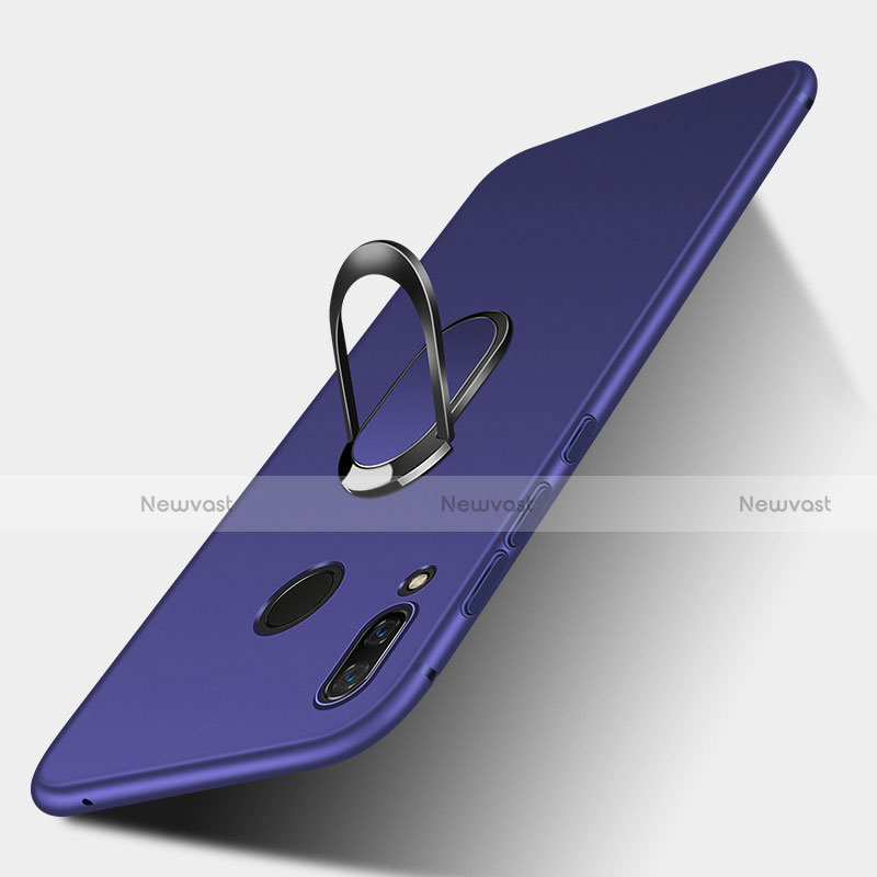 Ultra-thin Silicone TPU Soft Case with Magnetic Finger Ring Stand for Huawei P Smart+ Plus Blue