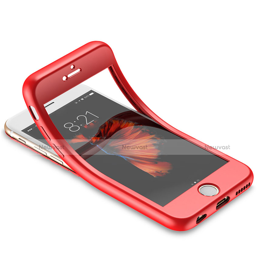 Ultra-thin Silicone TPU Soft Matte Finish Front and Back Case 360 Degrees for Apple iPhone 6 Red