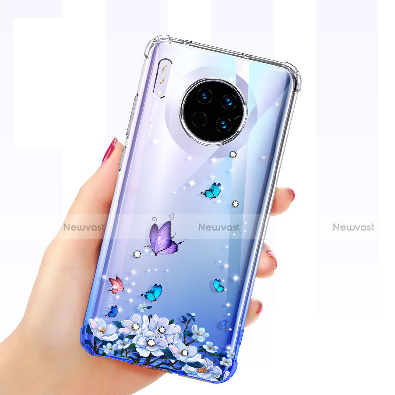 Ultra-thin Transparent Butterfly Soft Case Cover for Huawei Mate 30 Blue