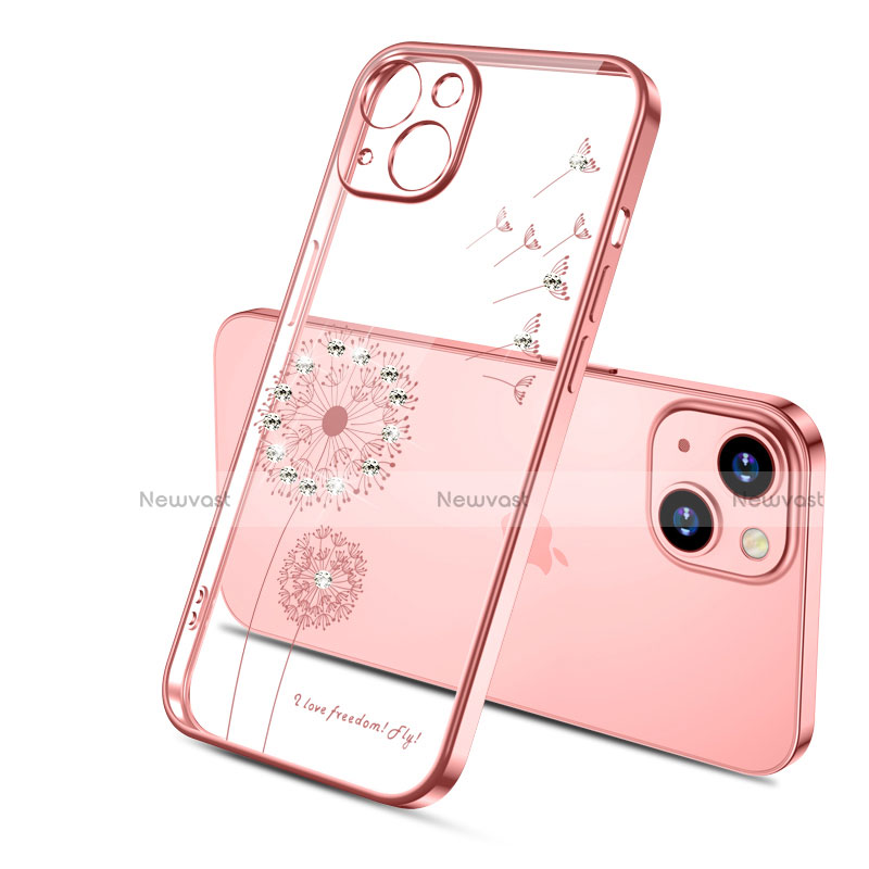 Ultra-thin Transparent Flowers Soft Case Cover for Apple iPhone 15 Plus