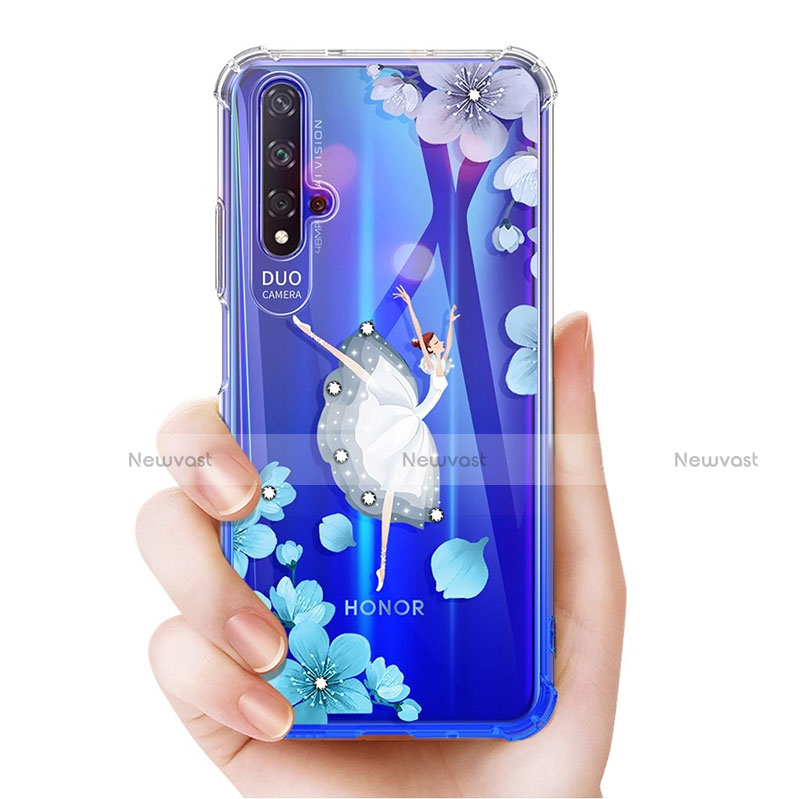 Ultra-thin Transparent Flowers Soft Case Cover for Huawei Honor 20