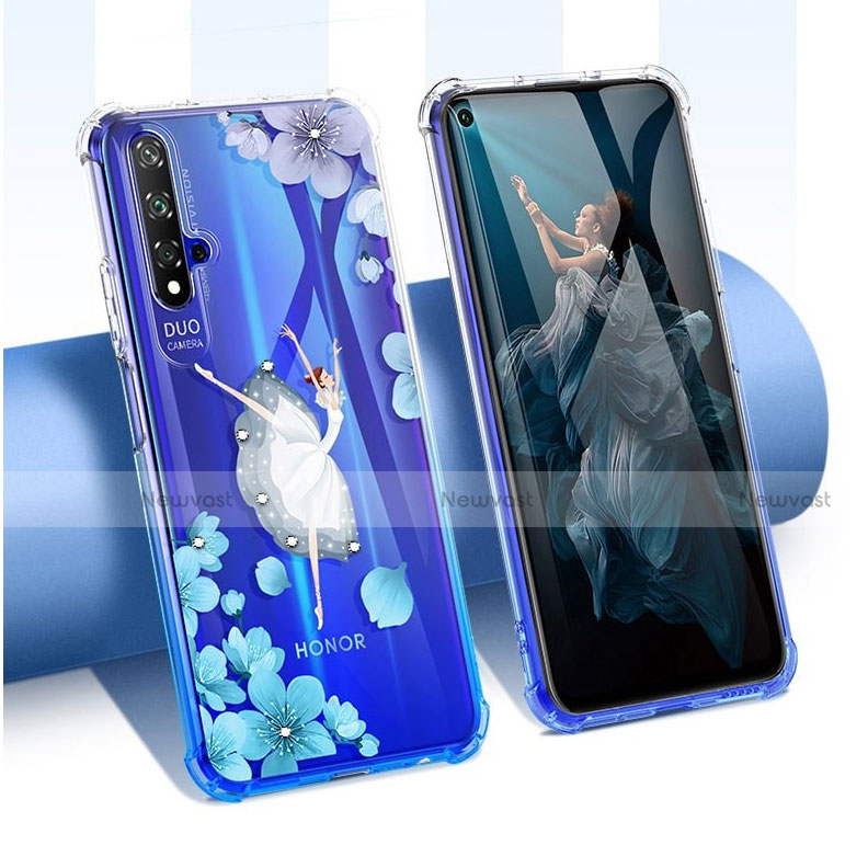 Ultra-thin Transparent Flowers Soft Case Cover for Huawei Honor 20S