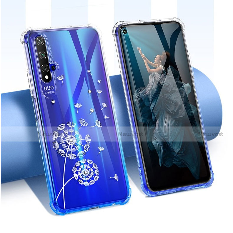 Ultra-thin Transparent Flowers Soft Case Cover for Huawei Honor 20S