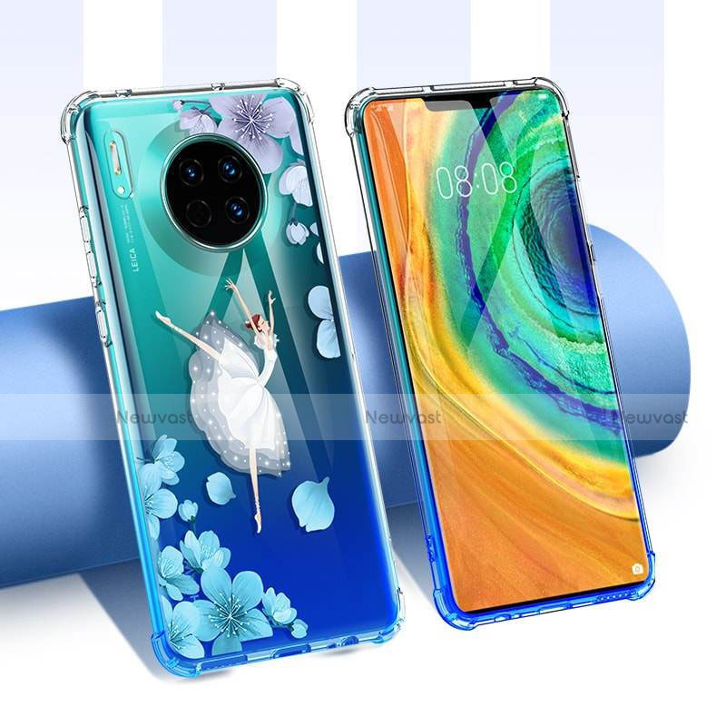 Ultra-thin Transparent Flowers Soft Case Cover for Huawei Mate 30 Pro Mixed