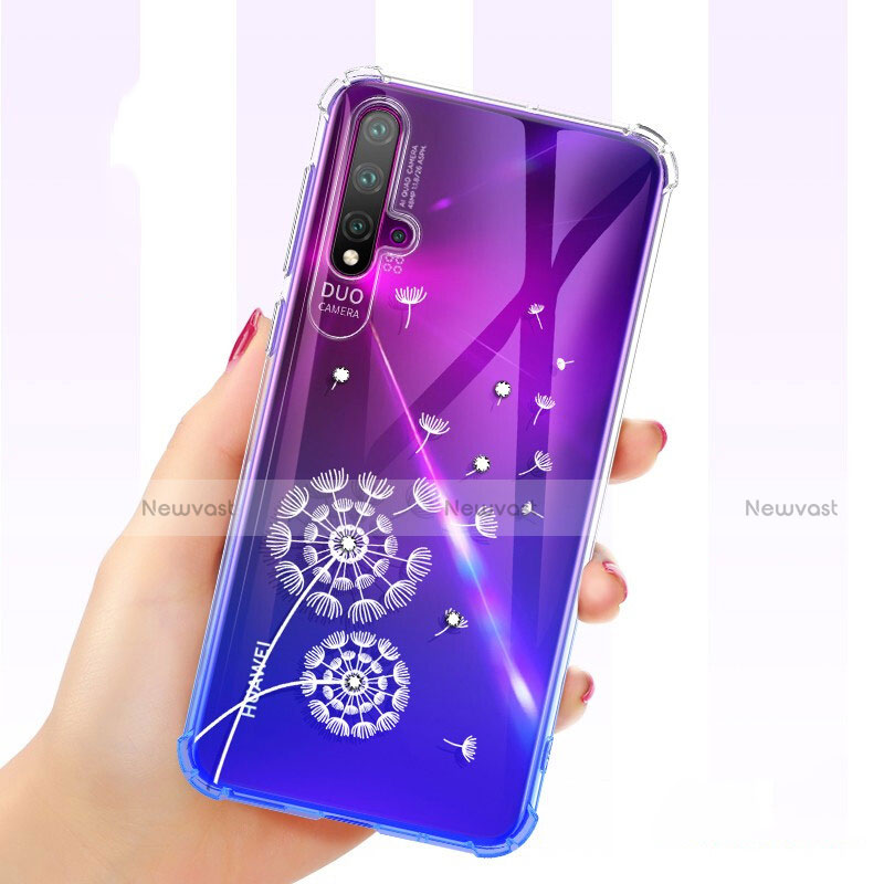 Ultra-thin Transparent Flowers Soft Case Cover for Huawei Nova 5 Pro