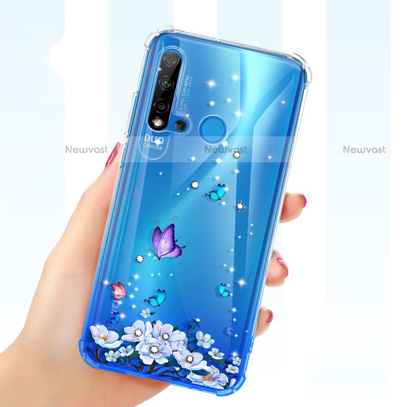 Ultra-thin Transparent Flowers Soft Case Cover for Huawei P20 Lite (2019)