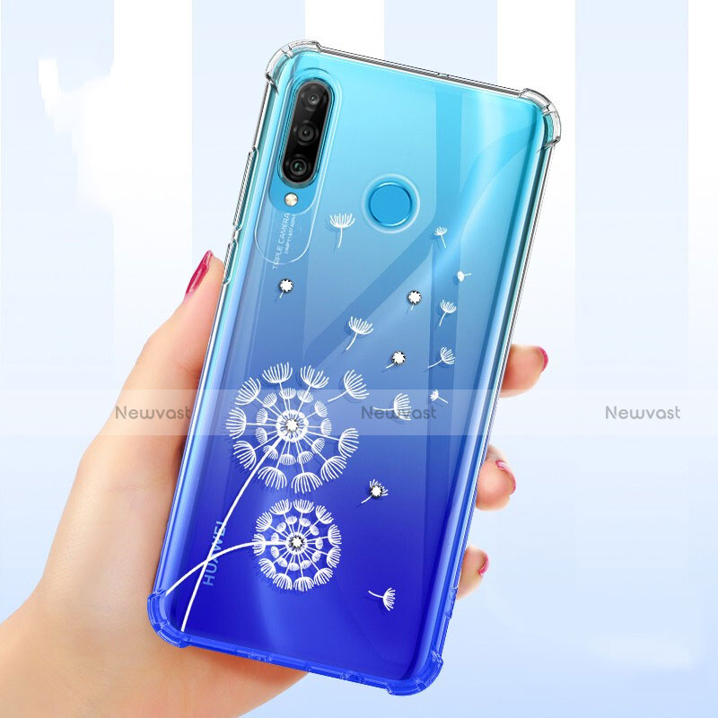 Ultra-thin Transparent Flowers Soft Case Cover for Huawei P30 Lite White