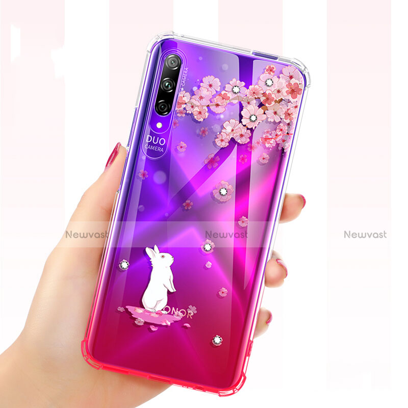 Ultra-thin Transparent Flowers Soft Case Cover for Huawei Y9s Red