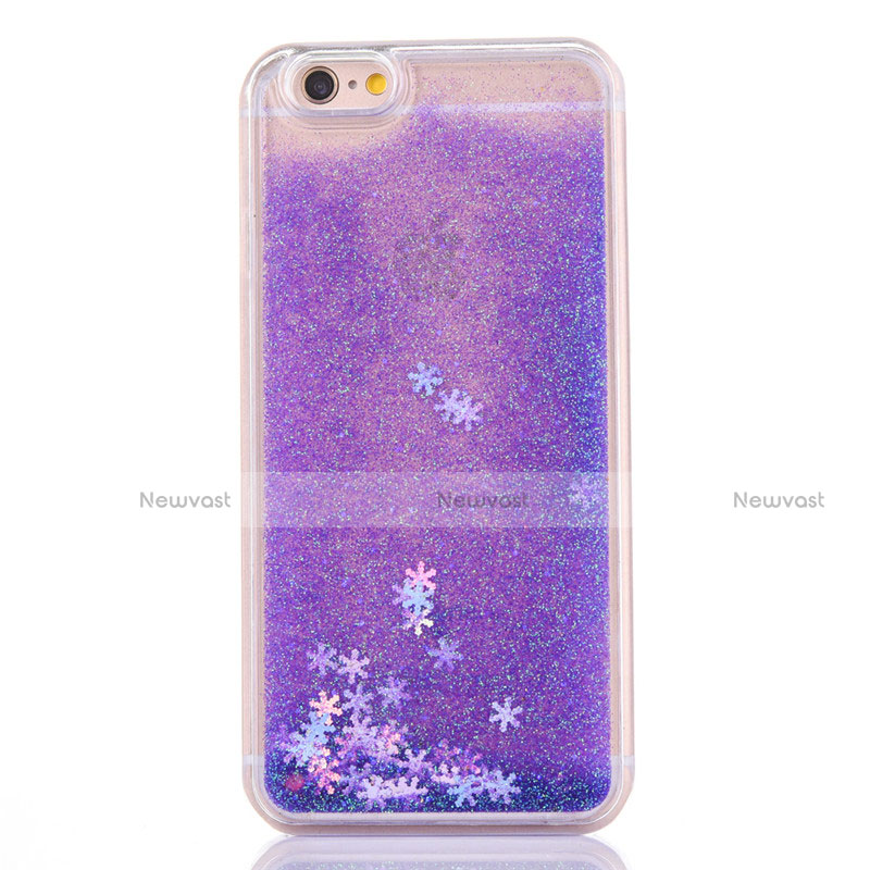 Ultra-thin Transparent Flowers Soft Case Cover T01 for Apple iPhone 6 Plus Purple