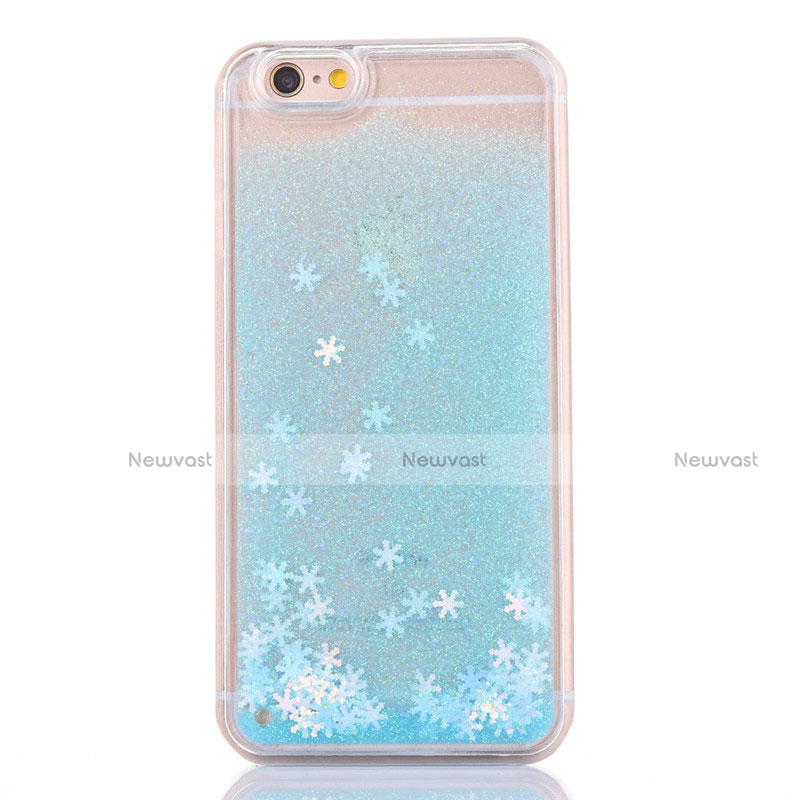 Ultra-thin Transparent Flowers Soft Case Cover T01 for Apple iPhone 6 Plus Sky Blue