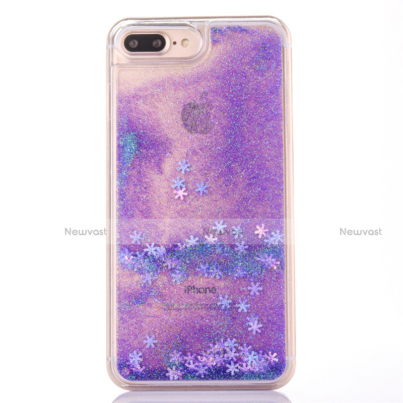 Ultra-thin Transparent Flowers Soft Case Cover T01 for Apple iPhone 7 Plus Purple