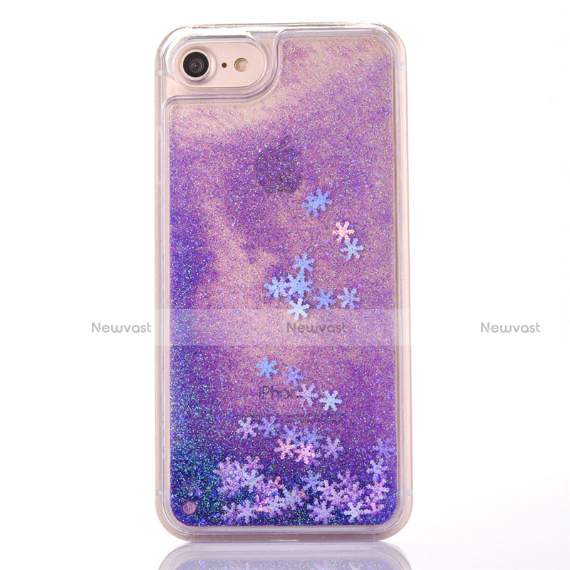 Ultra-thin Transparent Flowers Soft Case Cover T01 for Apple iPhone 8 Purple