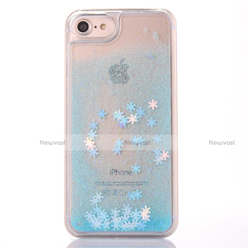 Ultra-thin Transparent Flowers Soft Case Cover T01 for Apple iPhone SE (2020) Sky Blue