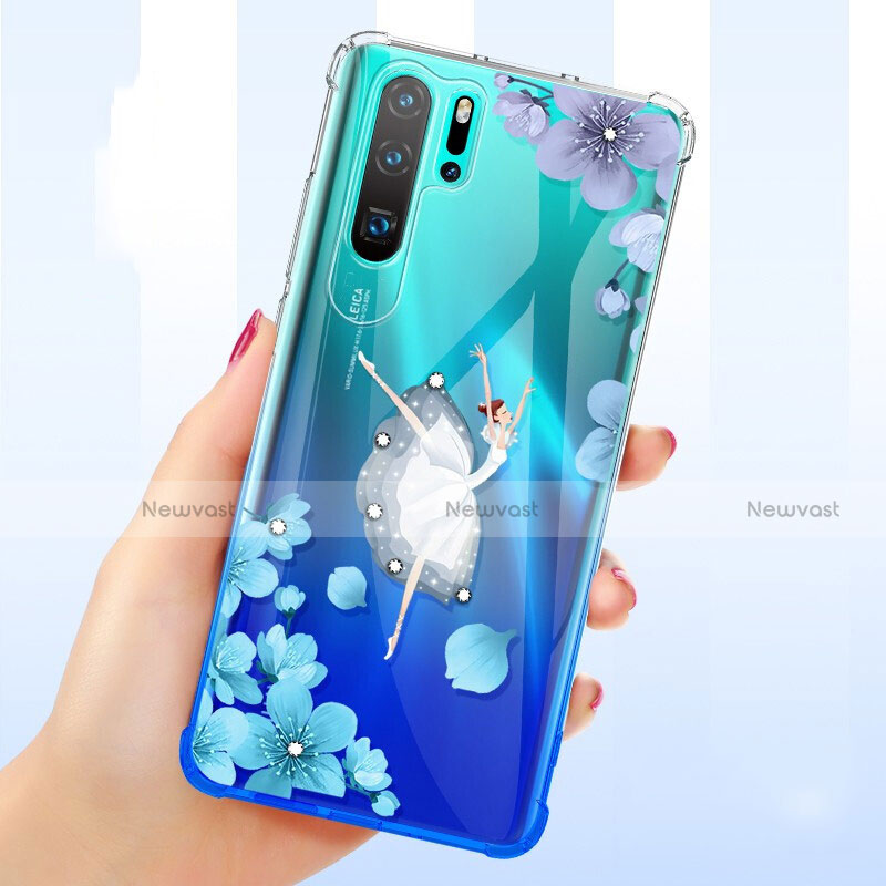 Ultra-thin Transparent Flowers Soft Case Cover T01 for Huawei P30 Pro