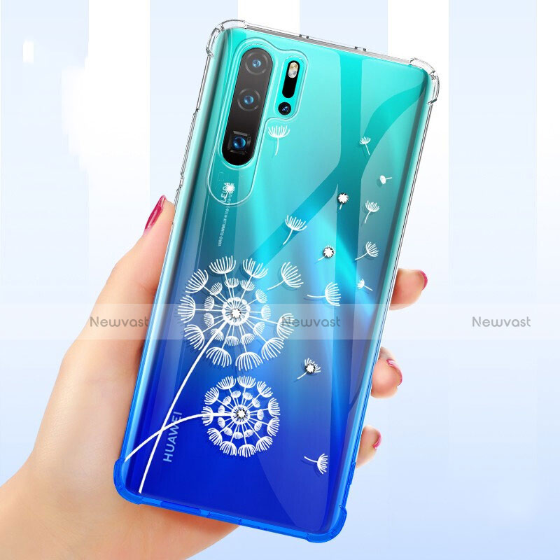 Ultra-thin Transparent Flowers Soft Case Cover T01 for Huawei P30 Pro White