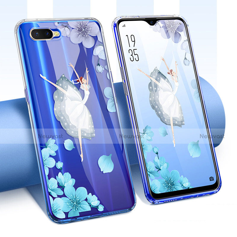 Ultra-thin Transparent Flowers Soft Case Cover T01 for Oppo K1 White