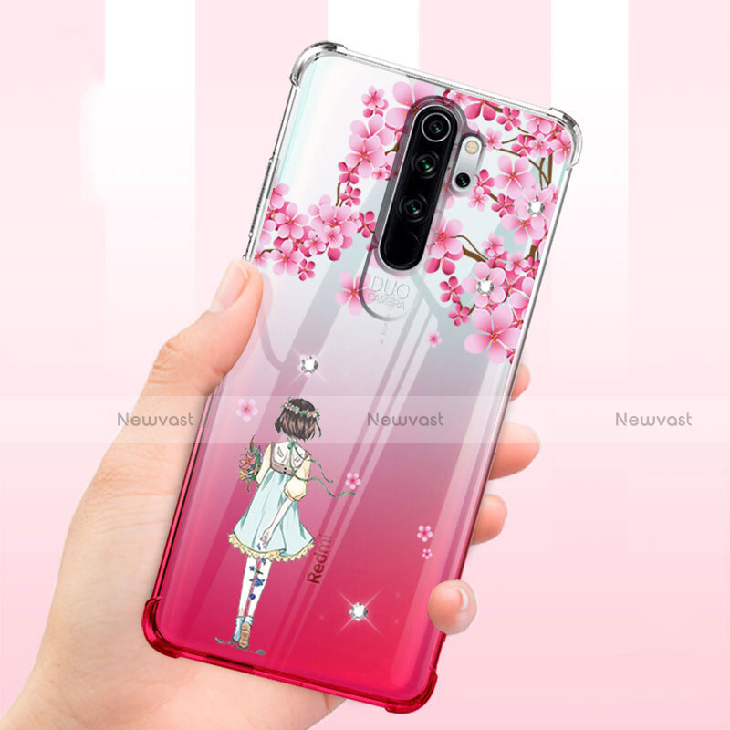 Ultra-thin Transparent Flowers Soft Case Cover T01 for Xiaomi Redmi Note 8 Pro