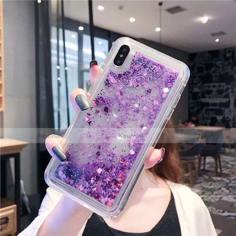 Ultra-thin Transparent Flowers Soft Case Cover T02 for Apple iPhone Xs Purple