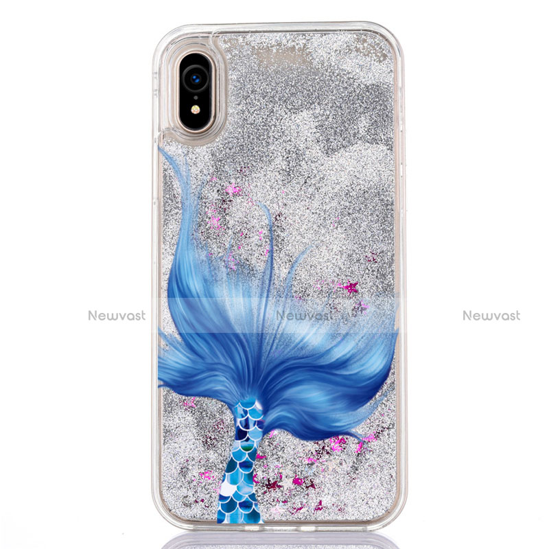 Ultra-thin Transparent Flowers Soft Case Cover T04 for Apple iPhone XR Blue