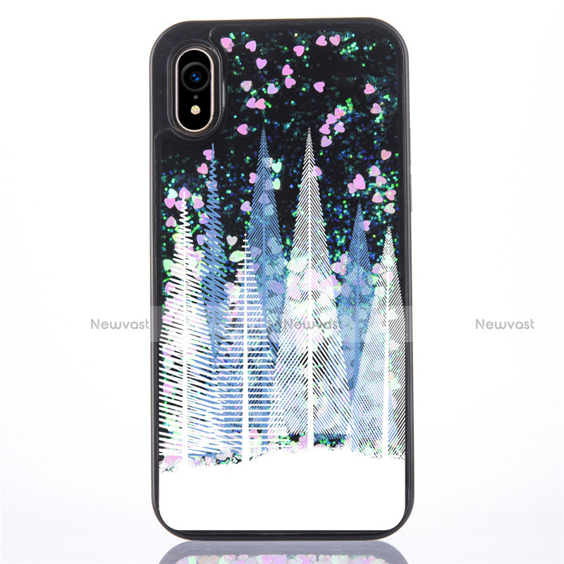 Ultra-thin Transparent Flowers Soft Case Cover T08 for Apple iPhone XR Blue
