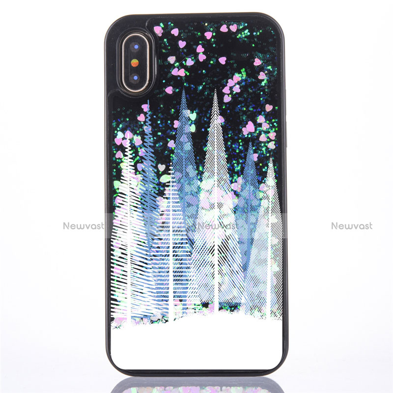 Ultra-thin Transparent Flowers Soft Case Cover T09 for Apple iPhone Xs Sky Blue