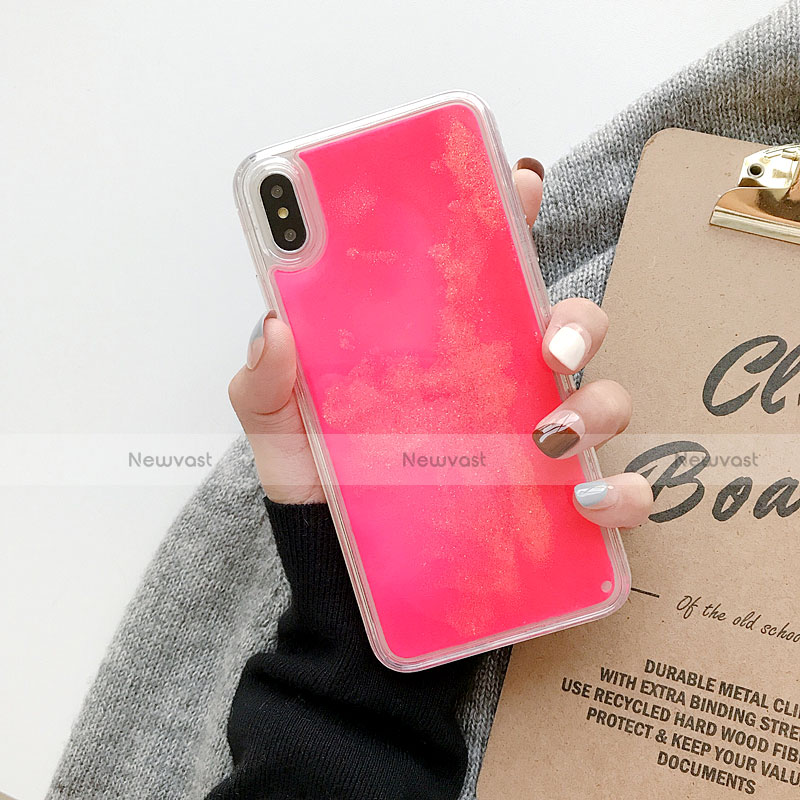 Ultra-thin Transparent Flowers Soft Case Cover T12 for Apple iPhone Xs Max Red