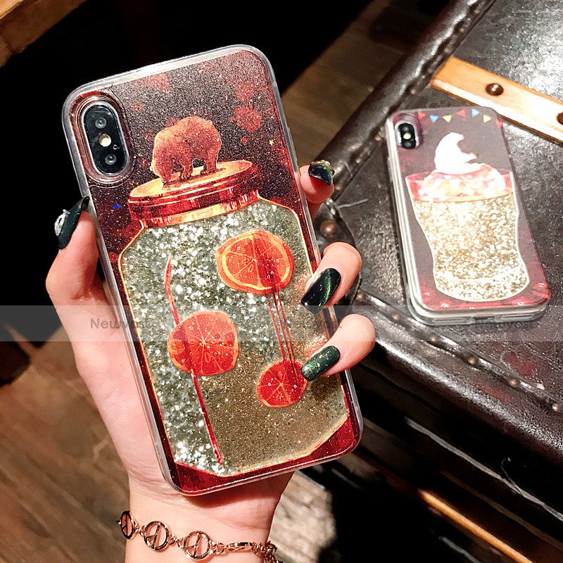 Ultra-thin Transparent Flowers Soft Case Cover T16 for Apple iPhone Xs Red