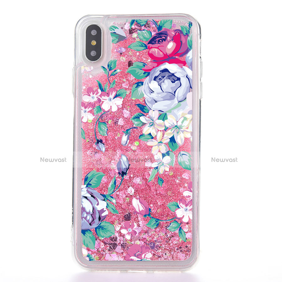 Ultra-thin Transparent Flowers Soft Case Cover T18 for Apple iPhone X Rose Gold