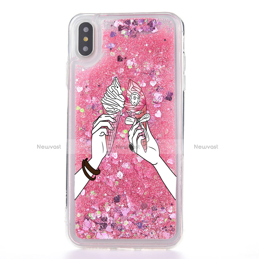 Ultra-thin Transparent Flowers Soft Case Cover T20 for Apple iPhone Xs Max Red