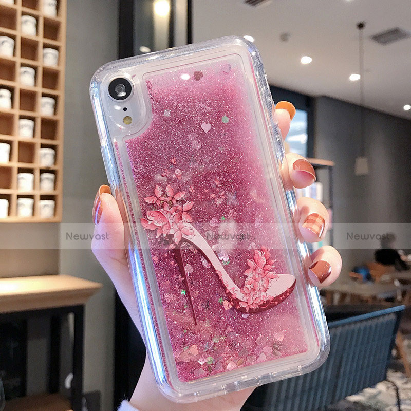 Ultra-thin Transparent Flowers Soft Case Cover T21 for Apple iPhone XR Rose Gold