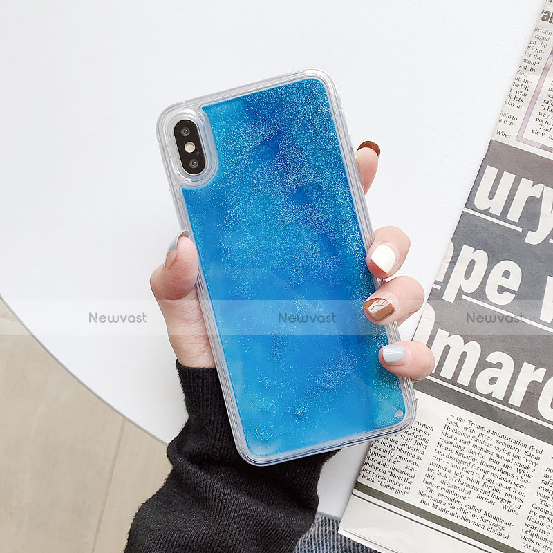 Ultra-thin Transparent Flowers Soft Case Cover Z03 for Apple iPhone X Sky Blue