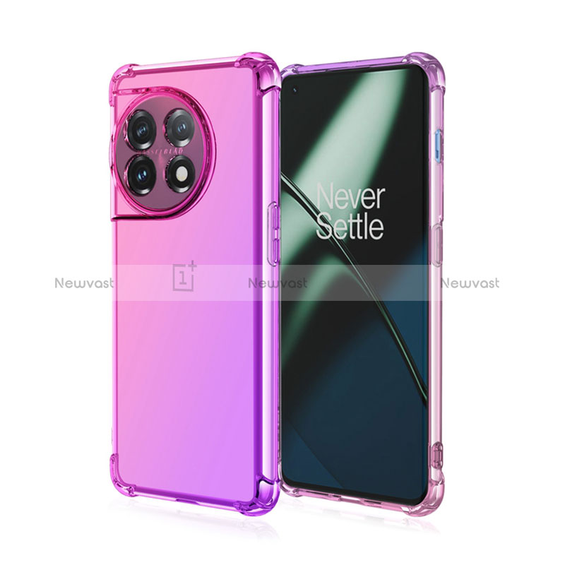 Ultra-thin Transparent Gel Gradient Soft Case Cover for OnePlus Ace 2 5G Hot Pink