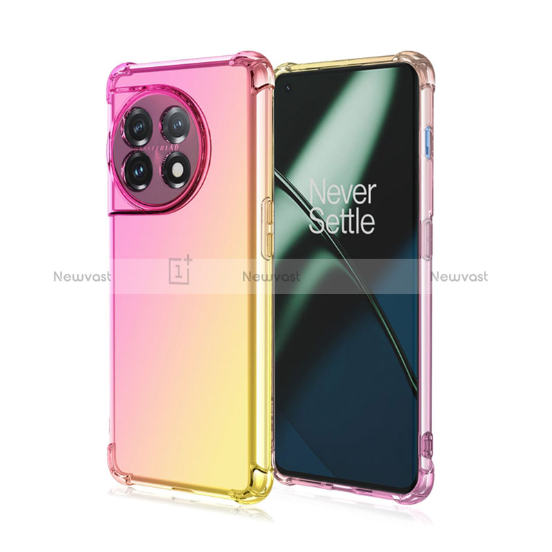 Ultra-thin Transparent Gel Gradient Soft Case Cover for OnePlus Ace 2 5G Pink