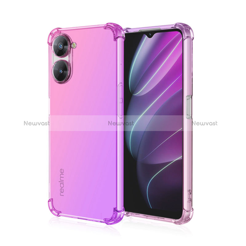 Ultra-thin Transparent Gel Gradient Soft Case Cover for Realme 10S 5G Hot Pink