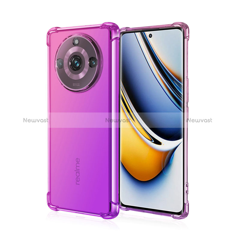 Ultra-thin Transparent Gel Gradient Soft Case Cover for Realme 11 Pro 5G Hot Pink