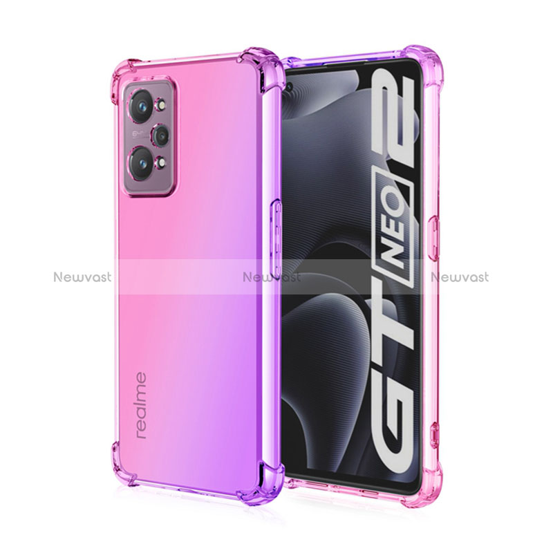 Ultra-thin Transparent Gel Gradient Soft Case Cover for Realme GT Neo 3T 5G Hot Pink