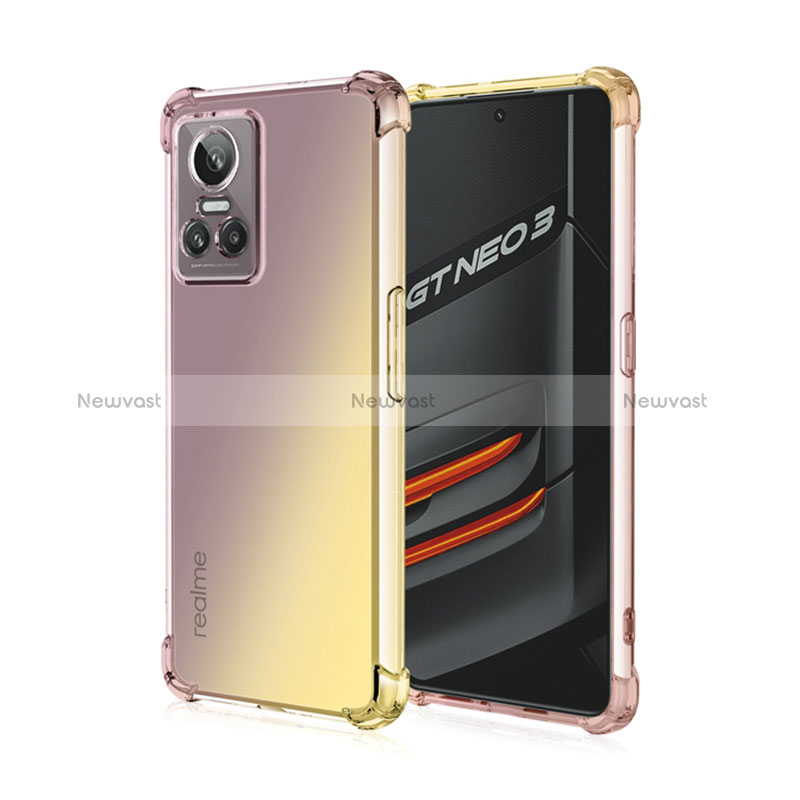 Ultra-thin Transparent Gel Gradient Soft Case Cover for Realme GT Neo3 5G Yellow