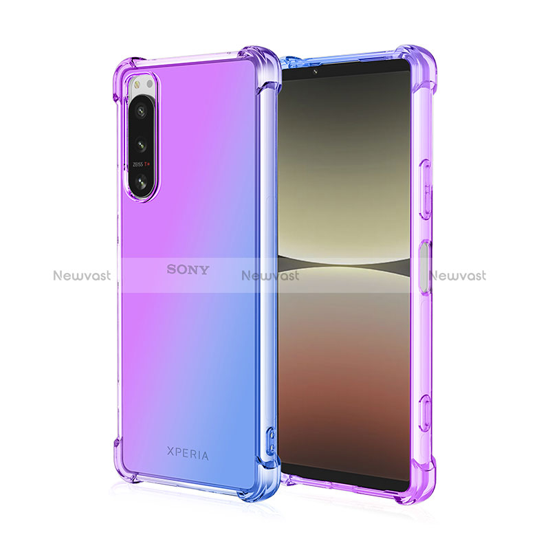 Ultra-thin Transparent Gel Gradient Soft Case Cover for Sony Xperia 1 IV SO-51C Blue