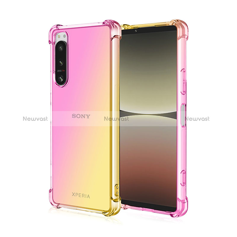 Ultra-thin Transparent Gel Gradient Soft Case Cover for Sony Xperia 1 IV SO-51C Yellow