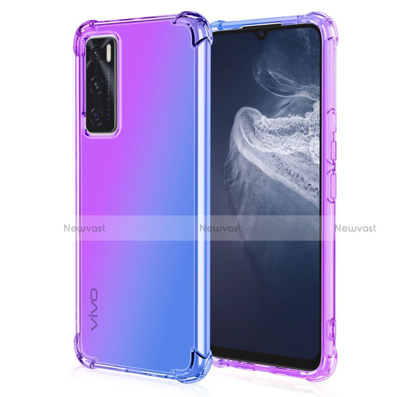 Ultra-thin Transparent Gel Gradient Soft Case Cover for Vivo V20 SE Purple