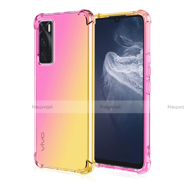 Ultra-thin Transparent Gel Gradient Soft Case Cover for Vivo V20 SE Yellow