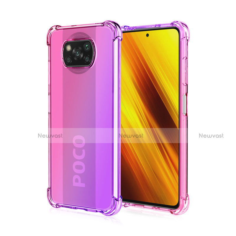 Ultra-thin Transparent Gel Gradient Soft Case Cover for Xiaomi Poco X3 Clove Purple