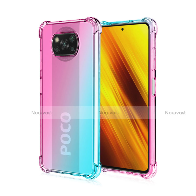 Ultra-thin Transparent Gel Gradient Soft Case Cover for Xiaomi Poco X3 Cyan