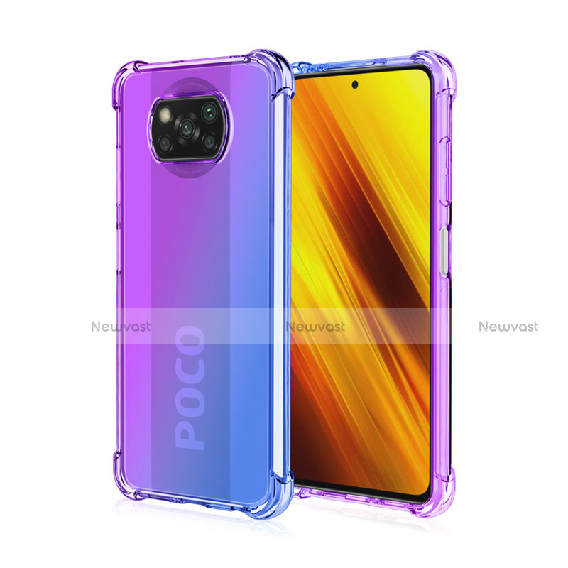 Ultra-thin Transparent Gel Gradient Soft Case Cover for Xiaomi Poco X3 Purple