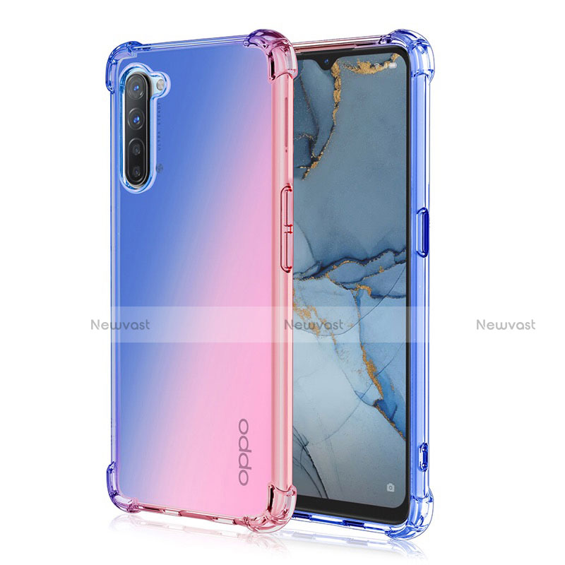 Ultra-thin Transparent Gel Gradient Soft Case Cover G01 for Oppo F15 Blue