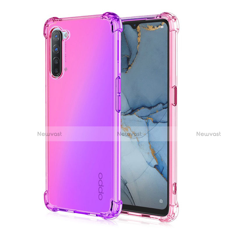 Ultra-thin Transparent Gel Gradient Soft Case Cover G01 for Oppo F15 Pink