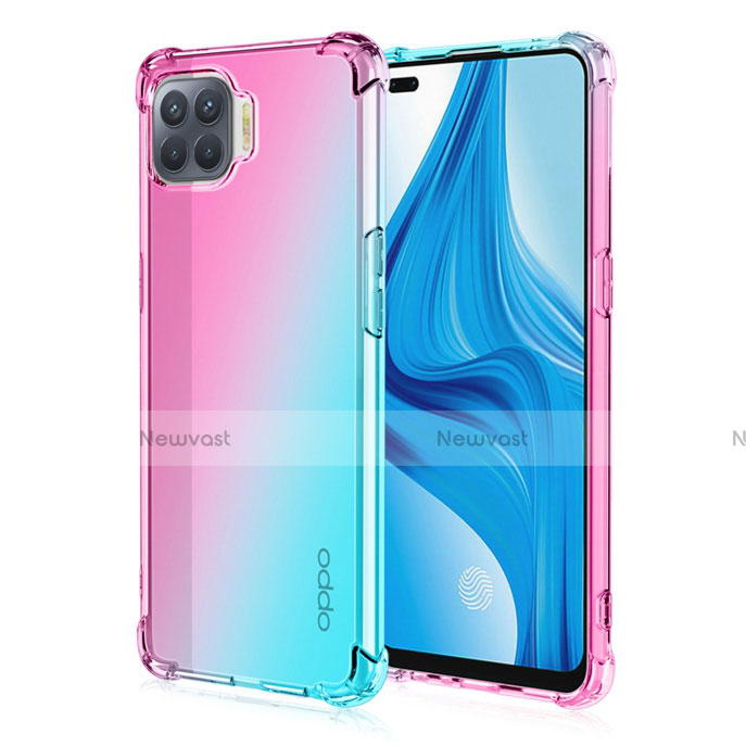 Ultra-thin Transparent Gel Gradient Soft Case Cover G01 for Oppo F17 Pro Cyan