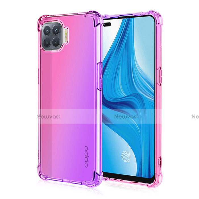 Ultra-thin Transparent Gel Gradient Soft Case Cover G01 for Oppo Reno4 F Pink