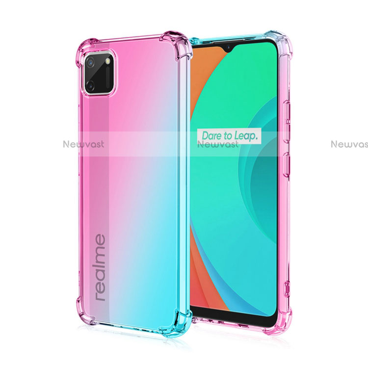 Ultra-thin Transparent Gel Gradient Soft Case Cover G01 for Realme C11 Cyan