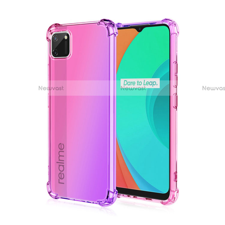 Ultra-thin Transparent Gel Gradient Soft Case Cover G01 for Realme C11 Pink